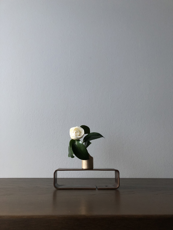 080225, white camellia, copper object, bronze vase