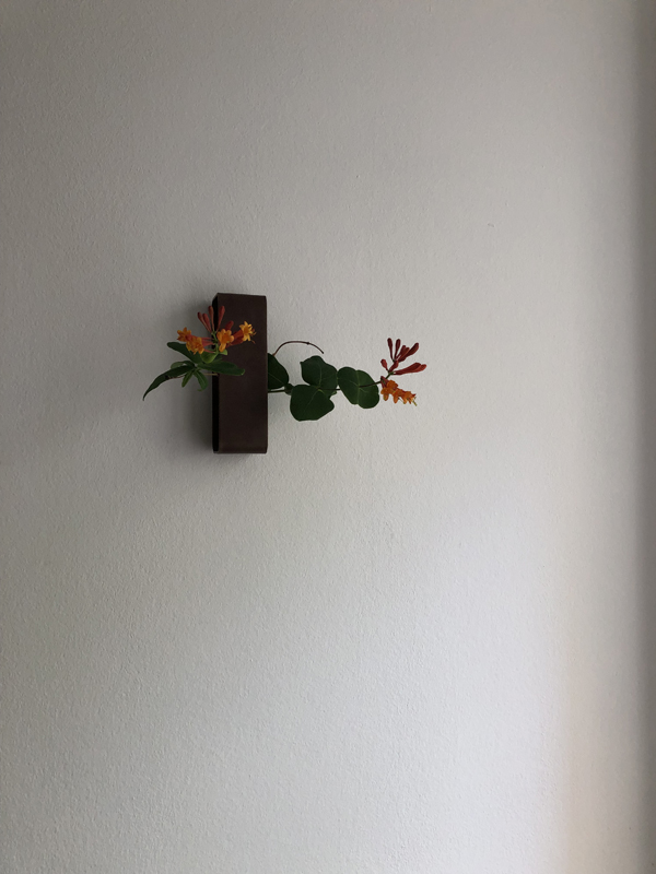breath of spring spiraea, copper wall object, bronze vase